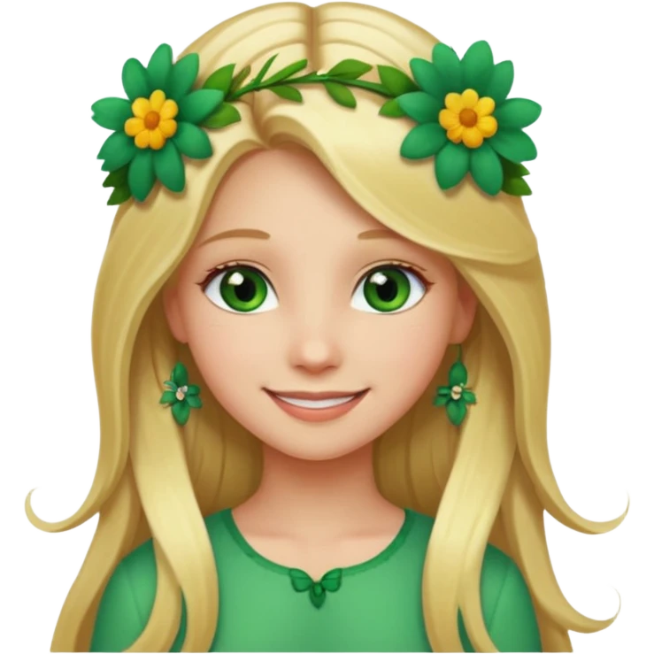 Girl profile picture with long blonde hair and green eyes and a flower in her hair emoji