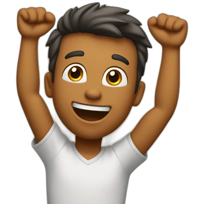 excited man with arms raised above head emoji