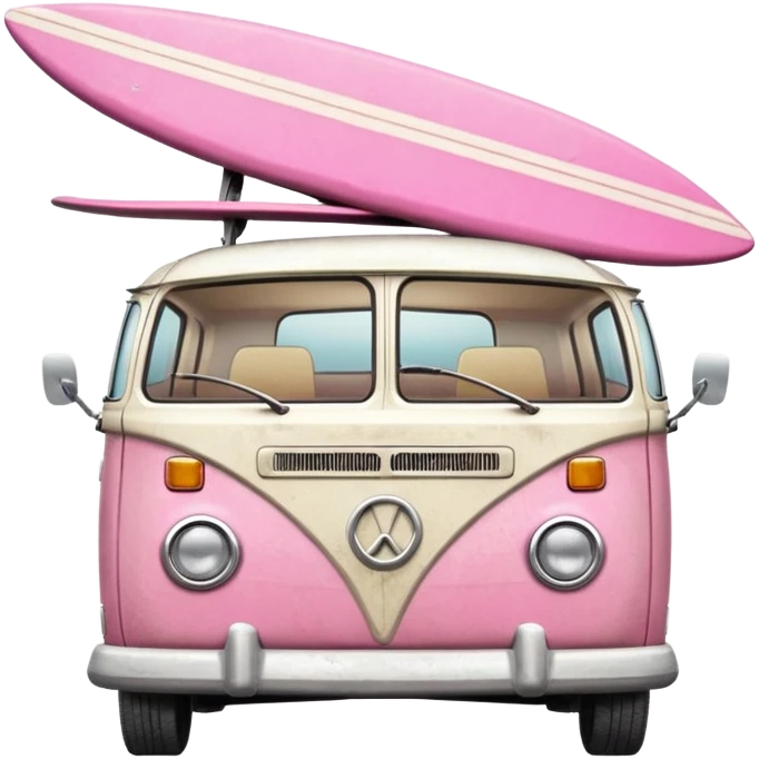 pink van with a surf board on it emoji