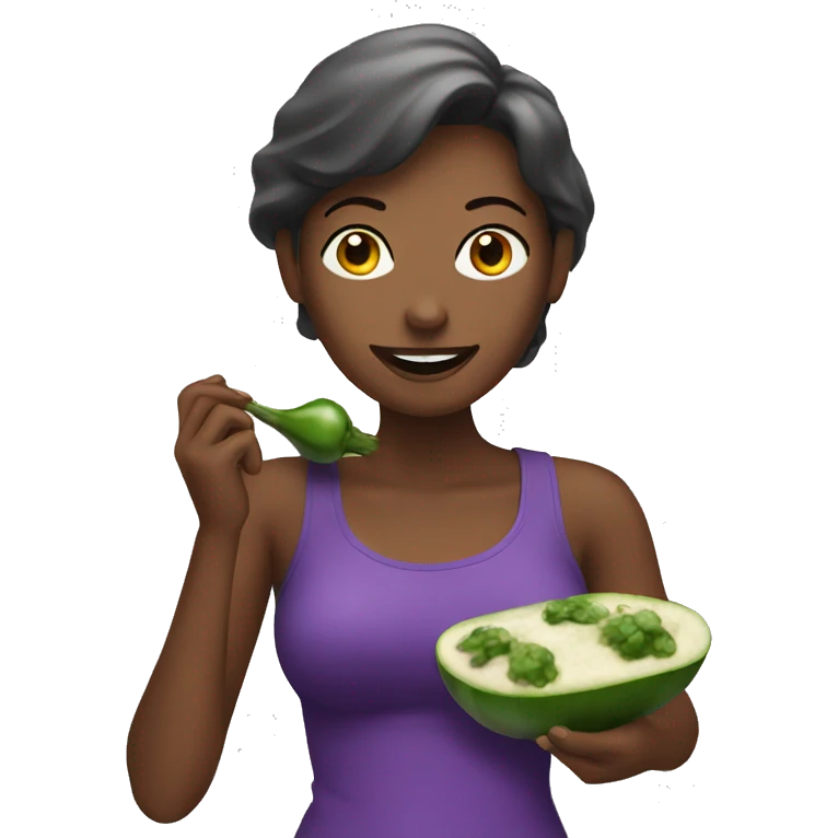 Women eating eggplant  emoji