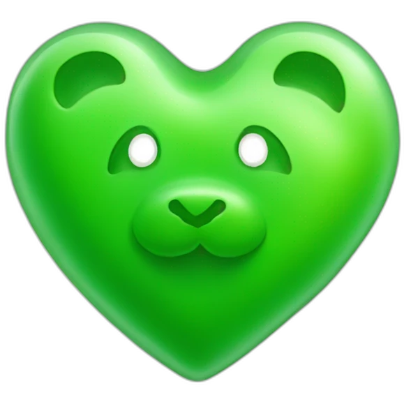 Green gummy bear heart emoji