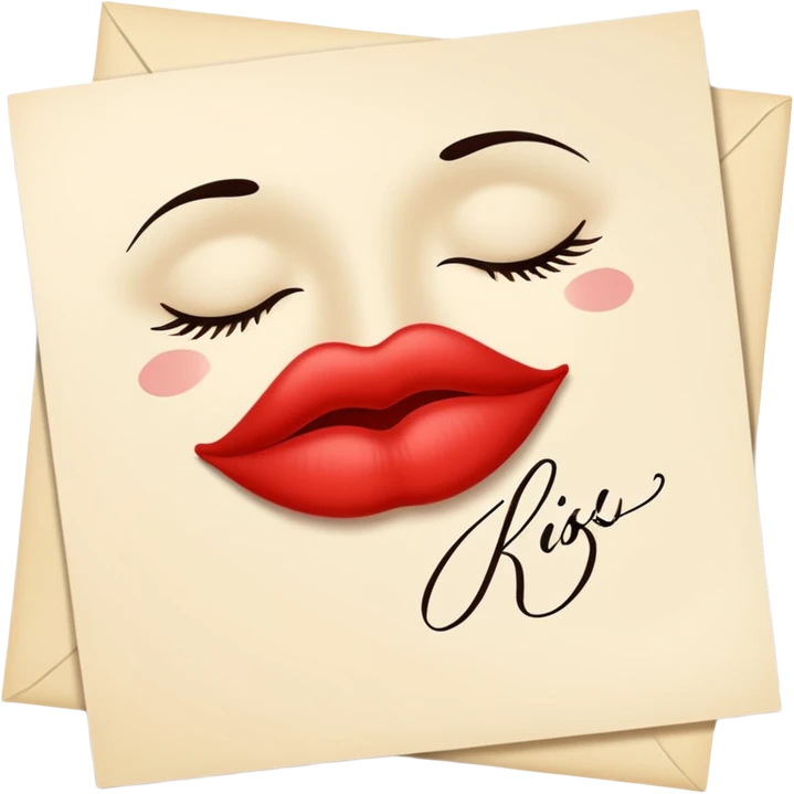 handwritten note with a kiss elegant emoji