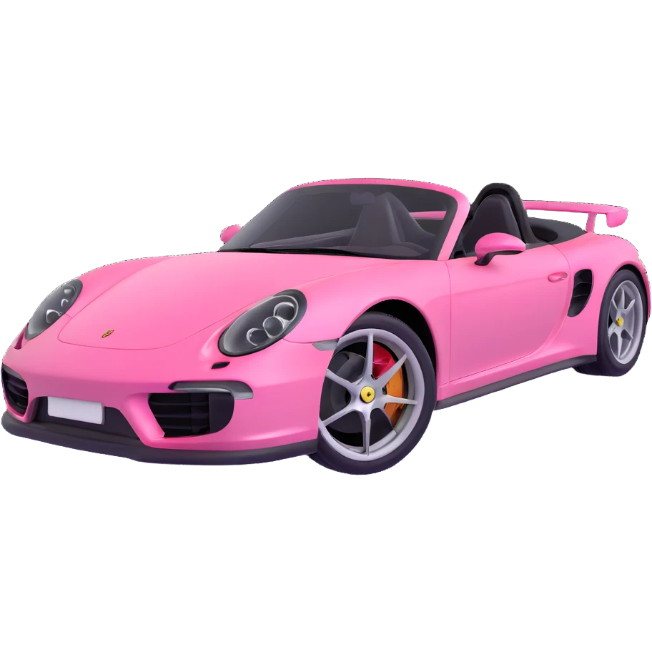 full view of a pink porsche sports car emoji