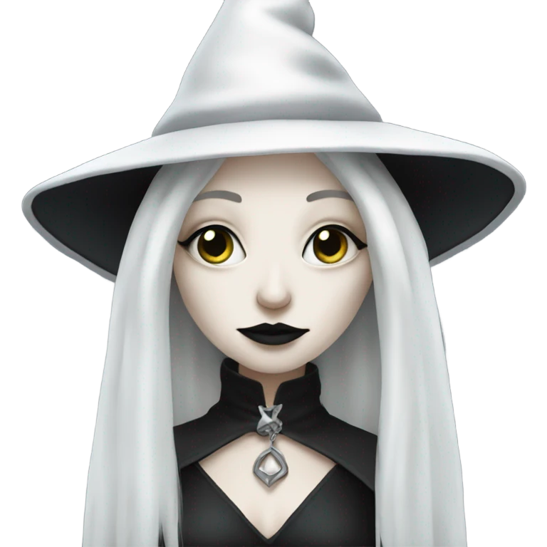 Pale white witch goth emoji
