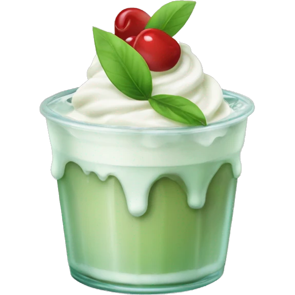 Iced macha with a wepped cream on top and bobba emoji