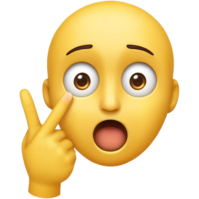 A surprised emoji face with wide-open eyes and an open mouth, while one hand moves with the index finger and thumb sliding in a circular motion around the open mouth down to the chin, expressing shock, disbelief, or deep thought. emoji