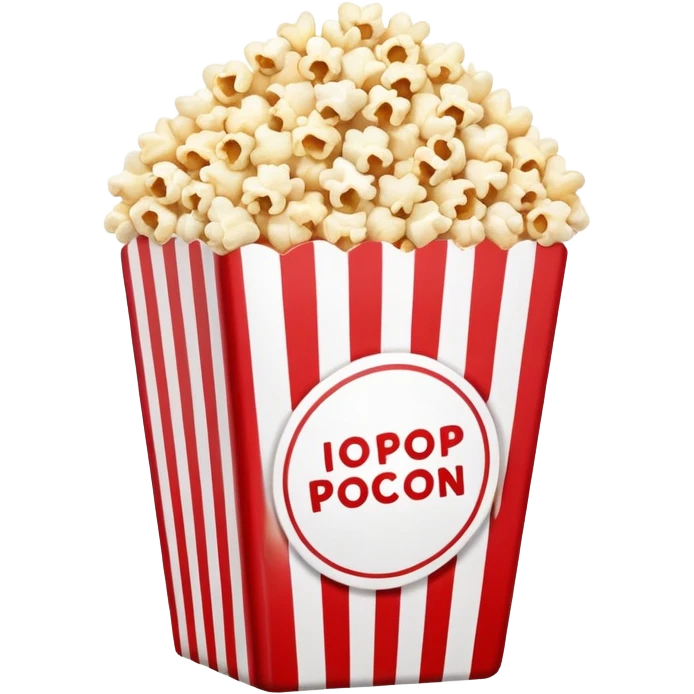 extremely minimalist popcorn in red and white vertically striped box, absolute minimum details, no text, no labels, pure iOS emoji style with glossy finish emoji