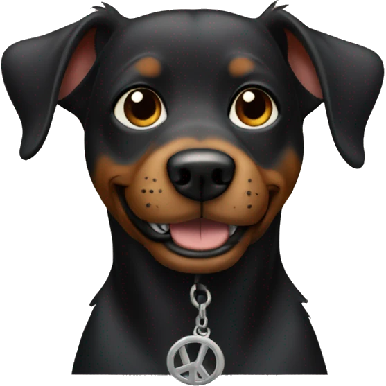 Black cobber dog showing peace sign  emoji