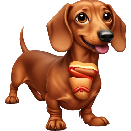 dachshund with hotdog emoji