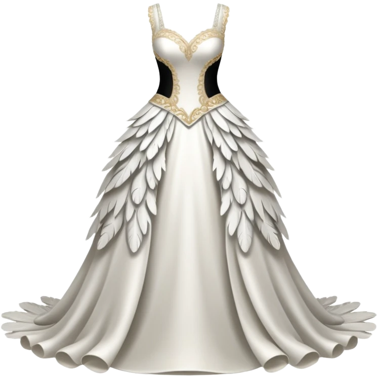 Hyper Realistic ornate Wedding dress displays  with feathers  emoji