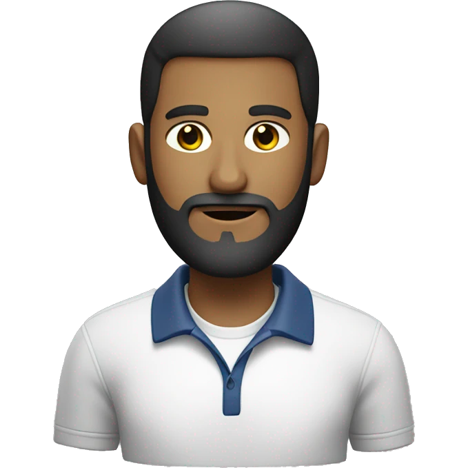  a man with beard and a comb over wearing a polo t shirt emoji