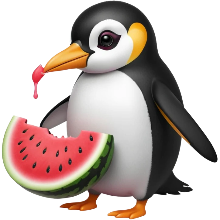 penguin eating watermelon emoji
