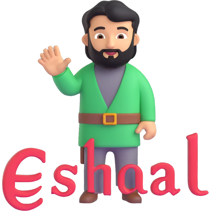 a guy with ESHAAL written in the background emoji
