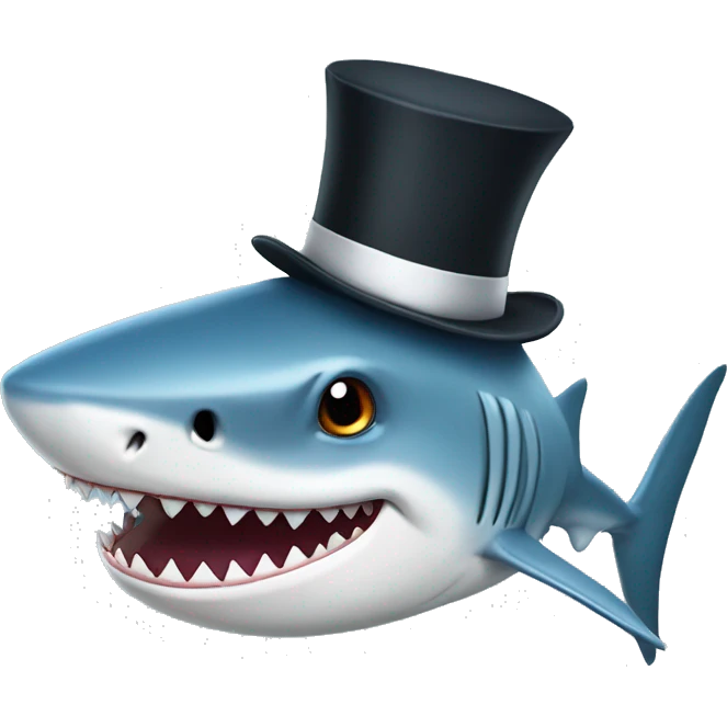 Shark with a top hat emoji