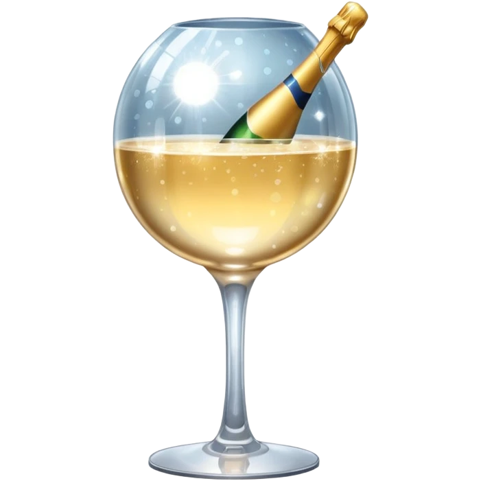 mirrorball reflecting a champagne glass emoji