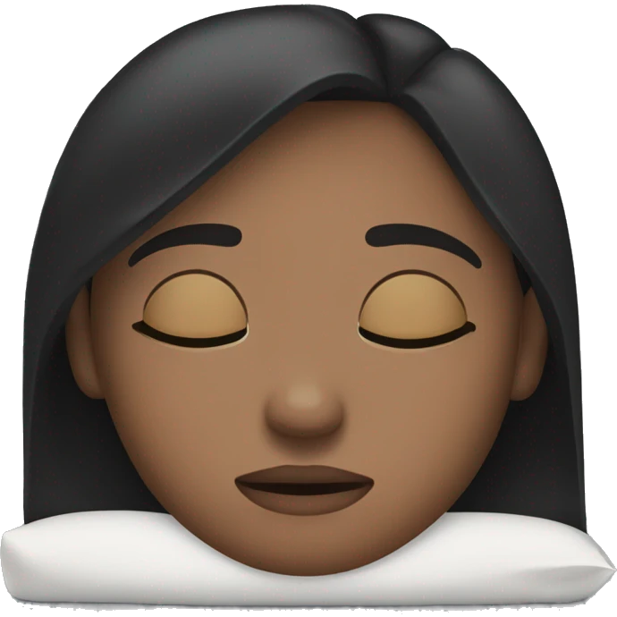 dark-haired girl put her hand under the pillow and lies with her eyes closed emoji