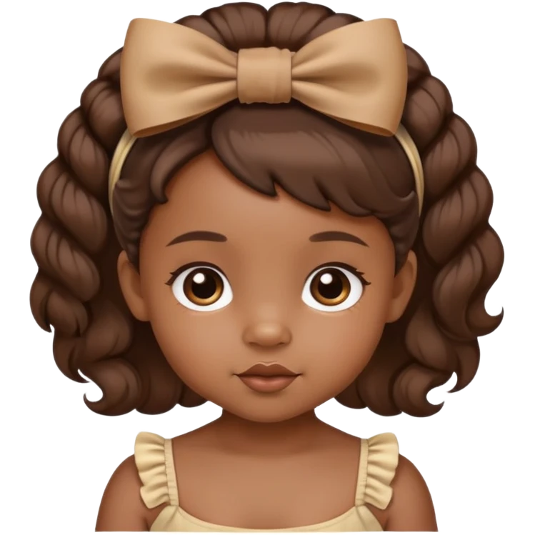 Brown baby girl with a bow in hair emoji
