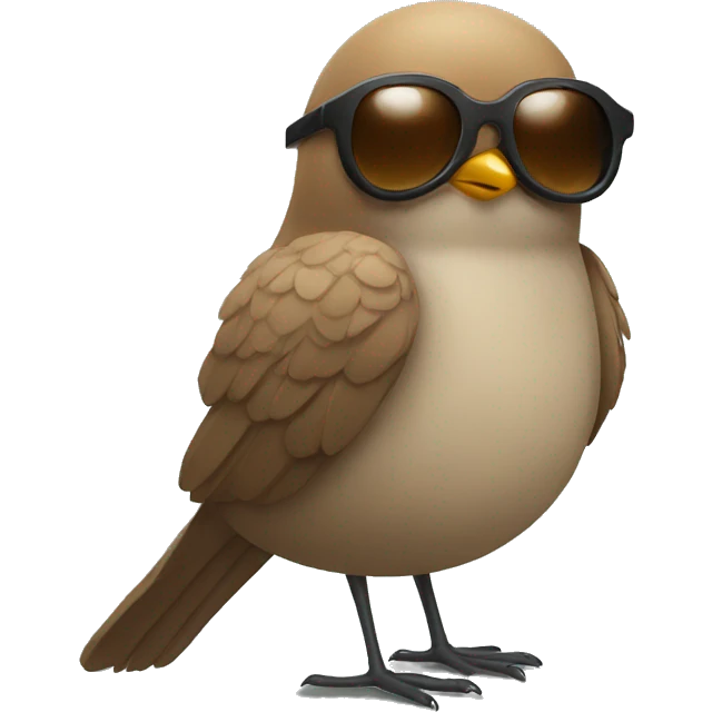 Bird with a human head which has short brown hair and sunglasses emoji