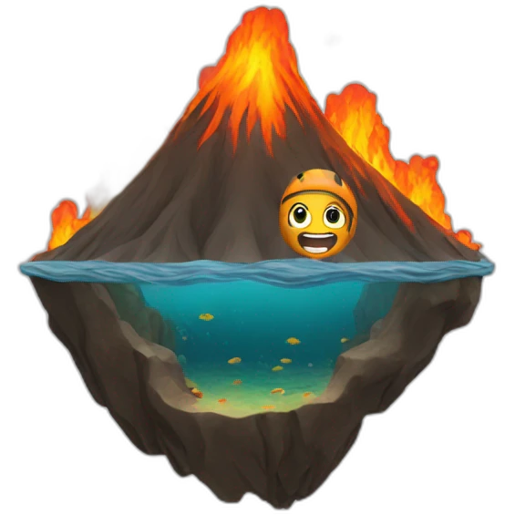 swimming in the volcano emoji