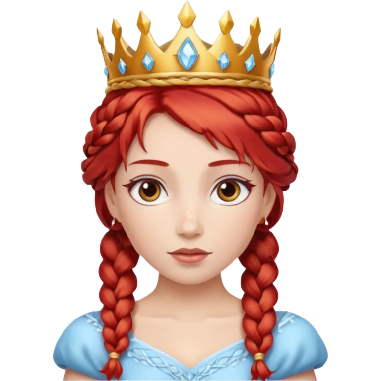 braided hair ice princess with red gold crown, red hair emoji