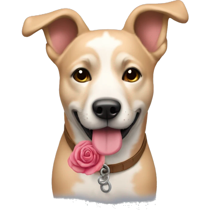 Perro con una rosa en la boca emoji