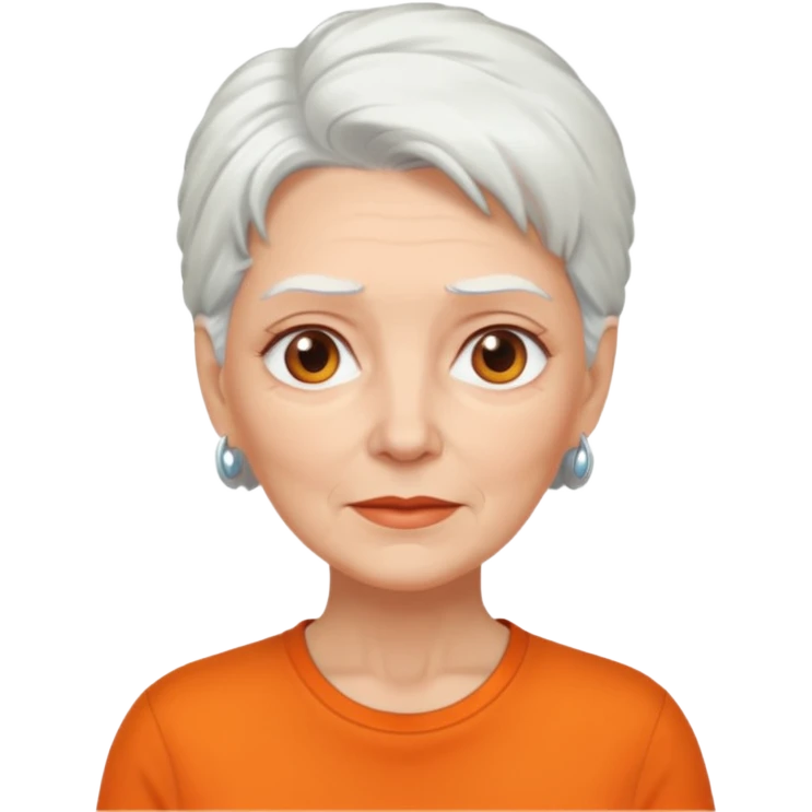 older white woman with white hair and orange shirt emoji