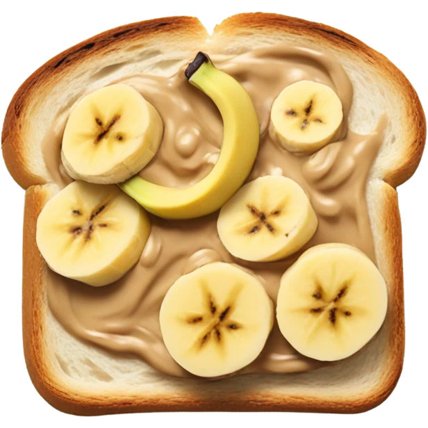 Toasted bread with penut and banana slices on it emoji