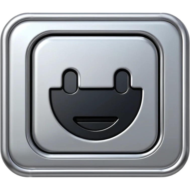 A futuristic microchip emoji made of polished silver chrome, minimal circuit details, smooth metallic surface, soft lighting, iOS emoji style, centered, clean white background emoji