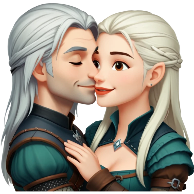 Witcher kissing enifer emoji