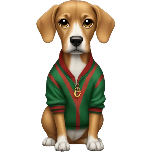 Dog wearing a Gucci sweatshirt  emoji