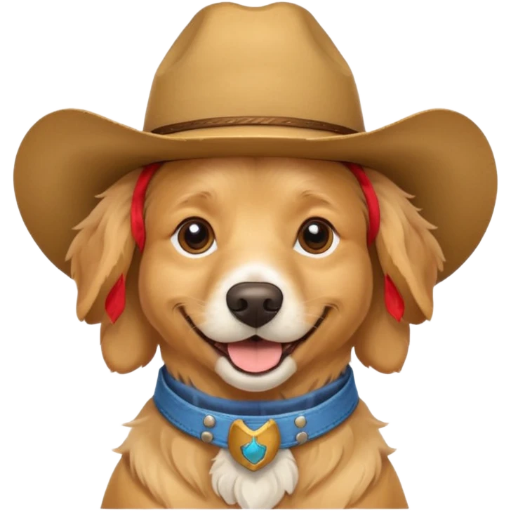 Dog in cowboy hat smiling emoji