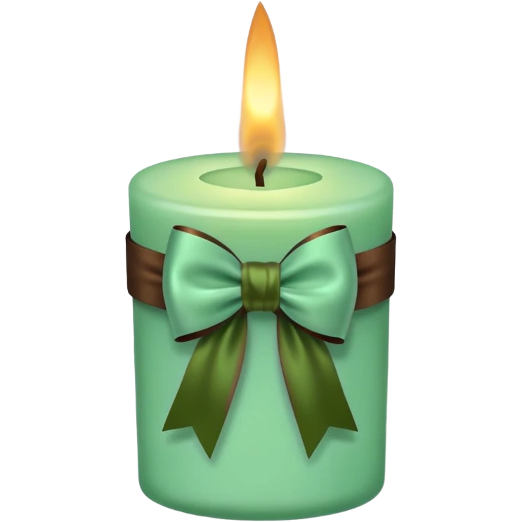 mint candle, with brown bow emoji