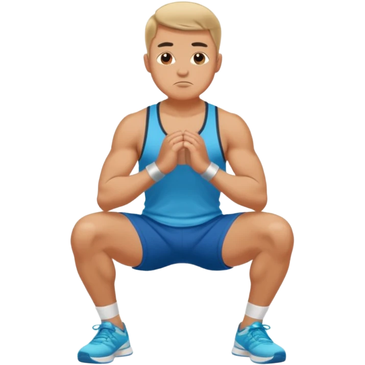 a man doing a squat while holding his ankles emoji