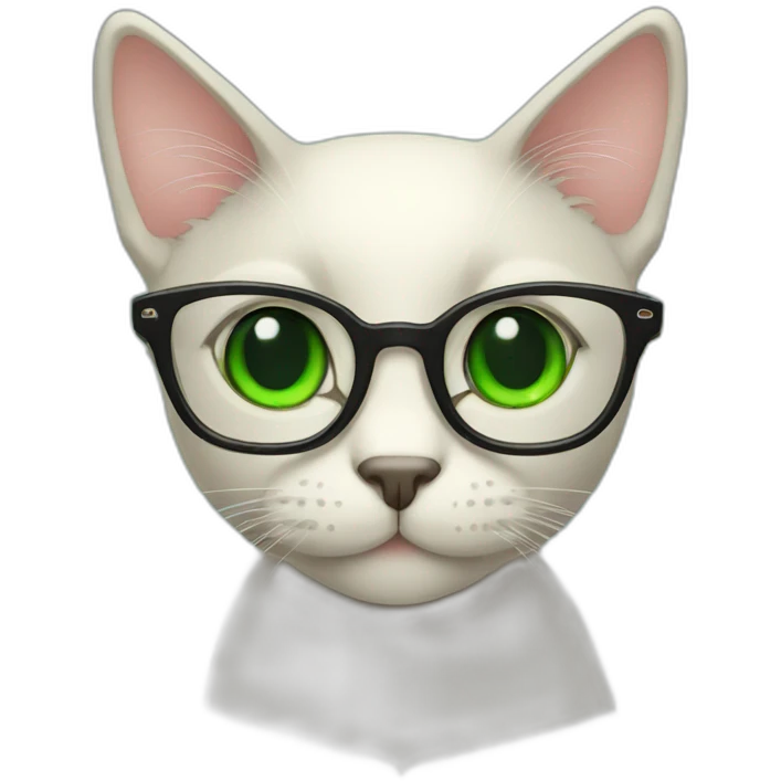 black cat green eye glasses emoji