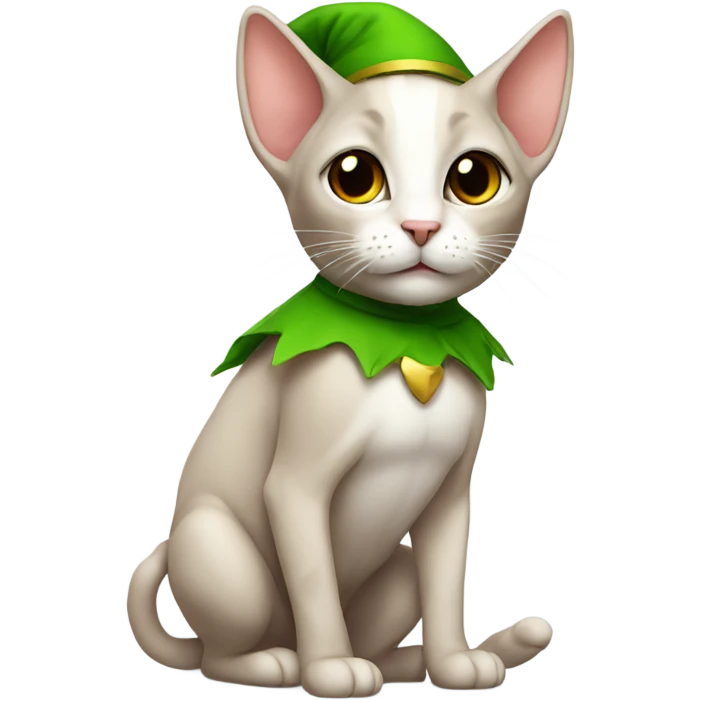 Naked cat wearing an elf costume emoji