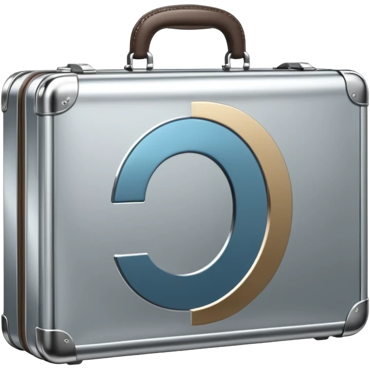 A luxury briefcase emoji made of polished silver chrome, smooth rectangular shape, metallic reflections, minimal high-end design, swag business aesthetic, iOS emoji style, centered, clean white background
 emoji