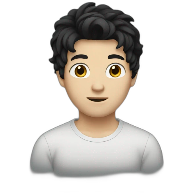 white boy with black hair emoji