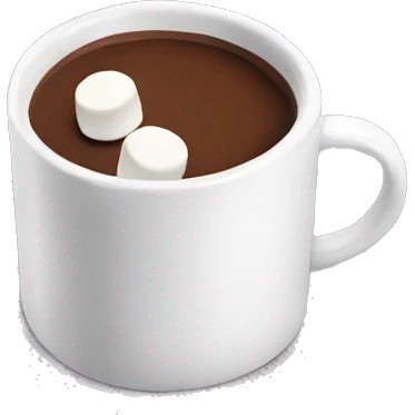 Mug of hot chocolate with mini marshmallows emoji