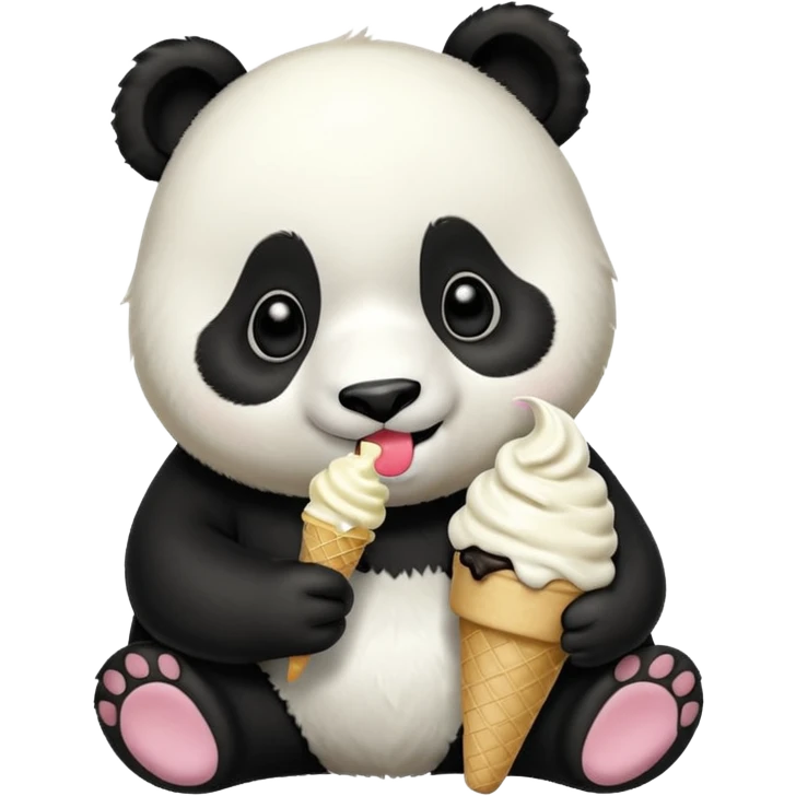 Panda eating ice cream emoji