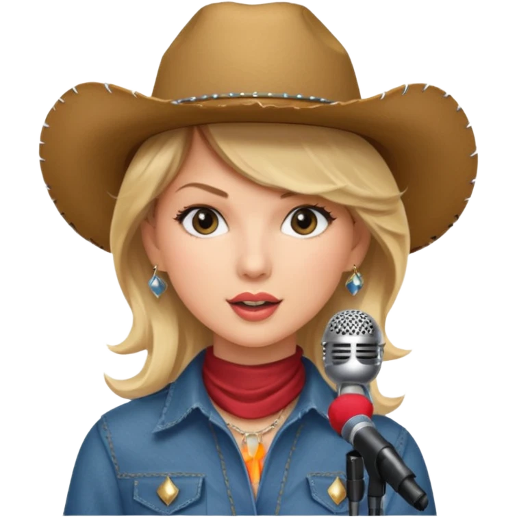 taylor swift is singing with mirco and cowboy hat emoji