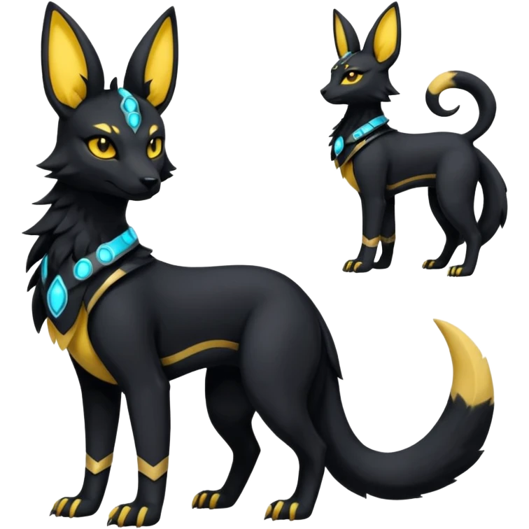 Black Dark Furry Fluffy Modern Futuristic Cyber-Umbreon-Salandit-Bastet-Anubis-fusion full body emoji
