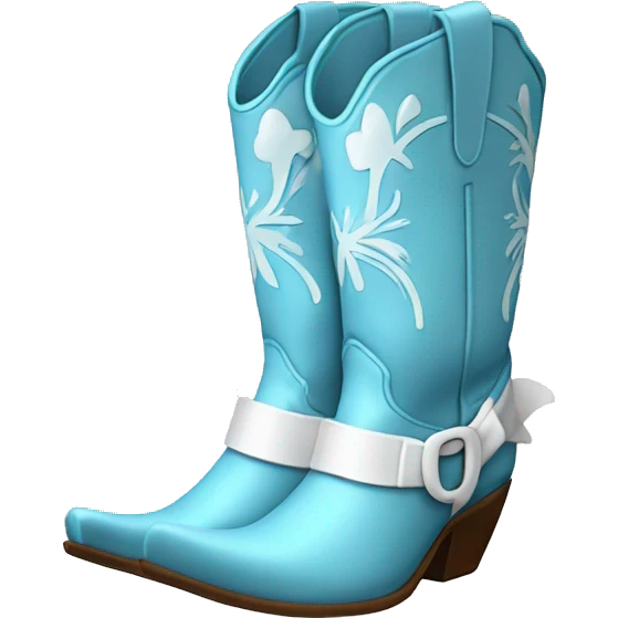Light blue cowboy boots with white bow emoji