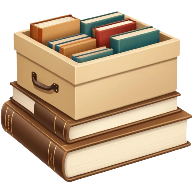 Beautiful aesthetic beige box with books  emoji