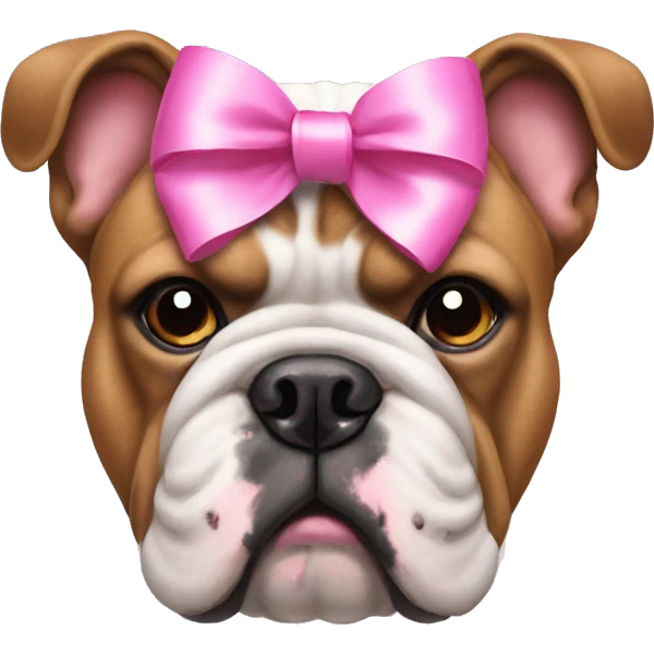 Bulldog with a pink bow on head  emoji
