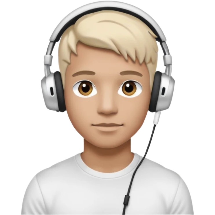 парень диджей накаченный молодой с диджейский пультом красивый парень со светлыми волосами и черно кориченывыми глазамами и в наушниках apple airpods белых, в черной футболке  emoji