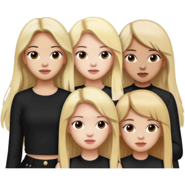 BLACKPINK 4 girls, hair colors: 1 blonde, 2 black, 2 brown emoji
