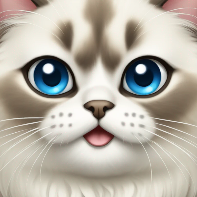 a cute himalayan cat with blue eyes with his tongu emoji