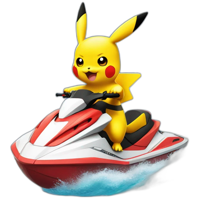 Pikachu sur un jetski dracaufeu emoji