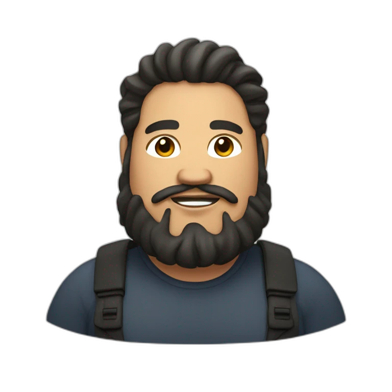 fat man with wavy long black hair and a beard emoji
