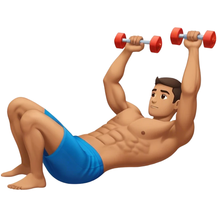side-view of guy doing decline abdominal Crunches with sixpack emoji